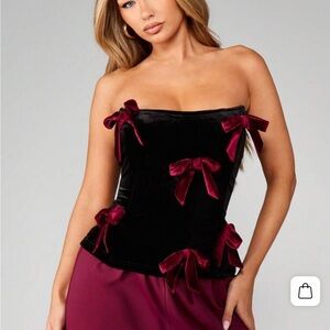 Missguided Black and Burgundy Strapless Set